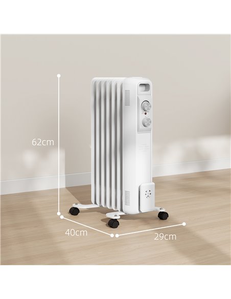 HOMCOM 1.5kW Nine Fin Oil-Filled Radiator - White 820-439V70WT - pic 108865 | FastDaddyshop