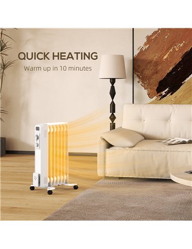 HOMCOM 1.5kW Nine Fin Oil-Filled Radiator - White 820-439V70WT