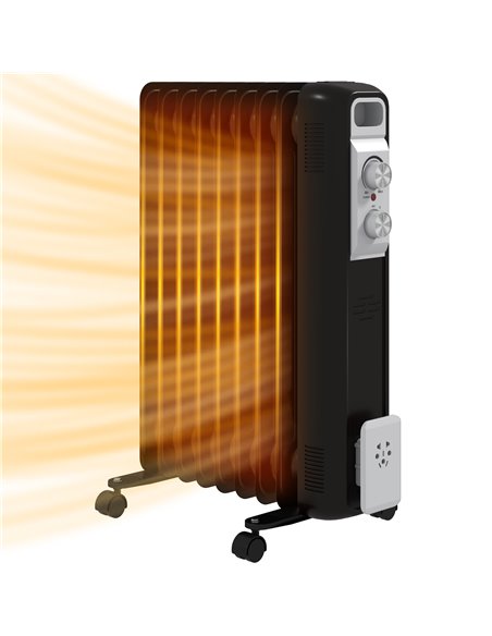 HOMCOM 2kW Nine Fin Oil-Filled Radiator - Black 820-439V71BK - pic 108872 | FastDaddyshop