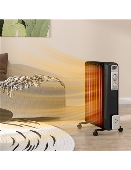 HOMCOM 2kW Nine Fin Oil-Filled Radiator - Black 820-439V71BK - pic 108873 | FastDaddyshop