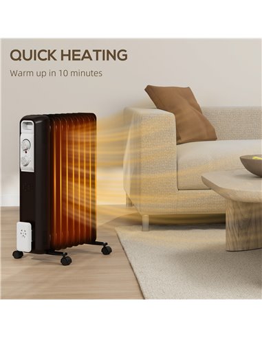 HOMCOM 2kW Nine Fin Oil-Filled Radiator - Black 820-439V71BK