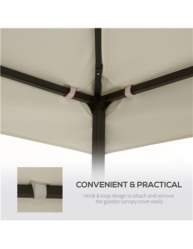 Outsunny 3 x 3(m) Gazebo Canopy Roof Top Replacement Cover Spare Part Cream White (TOP ONLY)