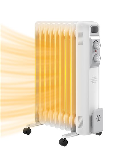 HOMCOM 2kW Nine Fin Oil-Filled Radiator - White 820-439V71WT - pic 108881 | FastDaddyshop