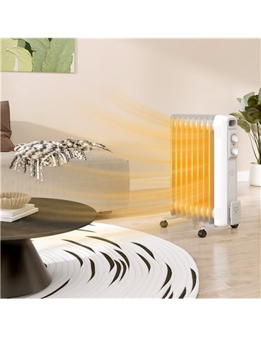 HOMCOM 2kW Nine Fin Oil-Filled Radiator - White 820-439V71WT