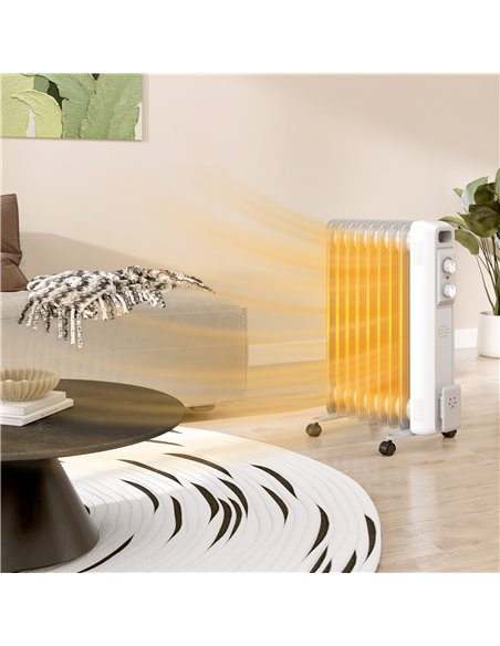 HOMCOM 2kW Nine Fin Oil-Filled Radiator - White 820-439V71WT - pic 108882 | FastDaddyshop
