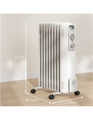 HOMCOM 2kW Nine Fin Oil-Filled Radiator - White 820-439V71WT