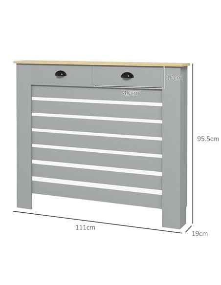 HOMCOM 95.5H x 111Wcm Radiator Cover, with Drawer - Grey 820-398V01GY - pic 108892 | FastDaddyshop