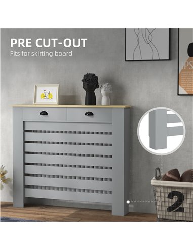 HOMCOM 95.5H x 111Wcm Radiator Cover, with Drawer - Grey 820-398V01GY