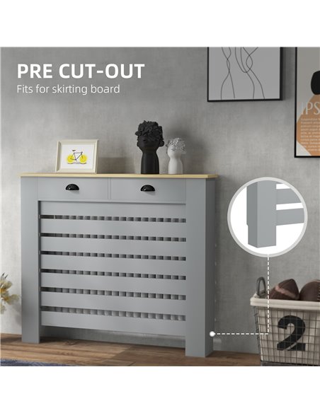 HOMCOM 95.5H x 111Wcm Radiator Cover, with Drawer - Grey 820-398V01GY - pic 108893 | FastDaddyshop