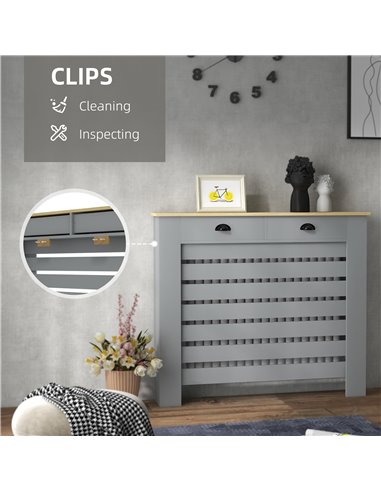 HOMCOM 95.5H x 111Wcm Radiator Cover, with Drawer - Grey 820-398V01GY