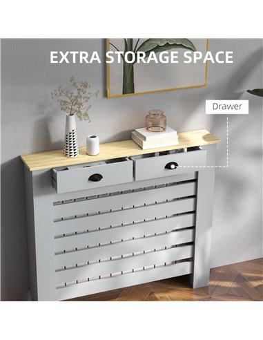 HOMCOM 95.5H x 111Wcm Radiator Cover, with Drawer - Grey 820-398V01GY