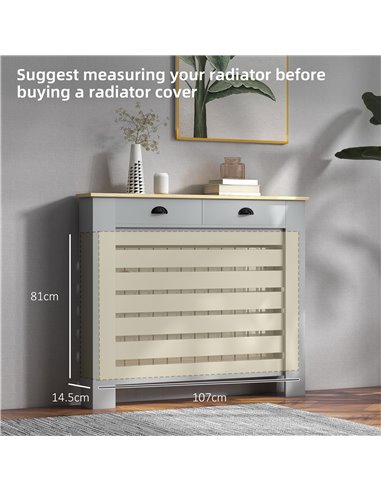 HOMCOM 95.5H x 111Wcm Radiator Cover, with Drawer - Grey 820-398V01GY