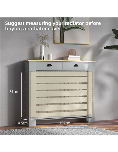 HOMCOM 95.5H x 111Wcm Radiator Cover, with Drawer - Grey 820-398V01GY - pic 108896 | FastDaddyshop