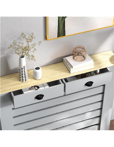 HOMCOM 95.5H x 111Wcm Radiator Cover, with Drawer - Grey 820-398V01GY