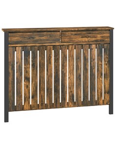 HOMCOM 93 x 119cm Rustic-Look Radiator Cover - Brown/Black 820-397V00BN