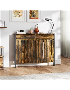 HOMCOM 93 x 119cm Rustic-Look Radiator Cover - Brown/Black 820-397V00BN 2