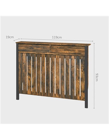 HOMCOM 93 x 119cm Rustic-Look Radiator Cover - Brown/Black 820-397V00BN