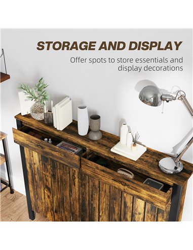 HOMCOM 93 x 119cm Rustic-Look Radiator Cover - Brown/Black 820-397V00BN
