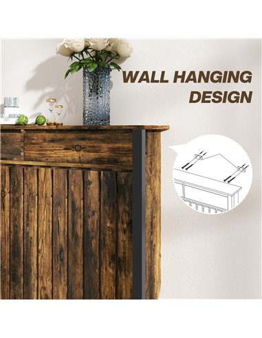 HOMCOM 93 x 119cm Rustic-Look Radiator Cover - Brown/Black 820-397V00BN