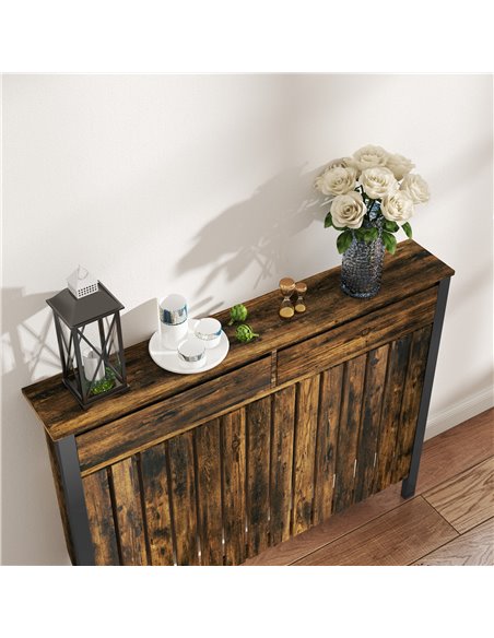 HOMCOM 93 x 119cm Rustic-Look Radiator Cover - Brown/Black 820-397V00BN - pic 108907 | FastDaddyshop