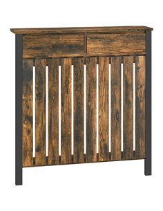 HOMCOM 93 x 88.5cm Rustic-Look Radiator Cover - Brown/Black 820-396V00BN