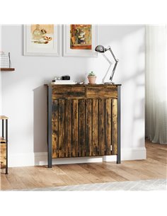 HOMCOM 93 x 88.5cm Rustic-Look Radiator Cover - Brown/Black 820-396V00BN 2
