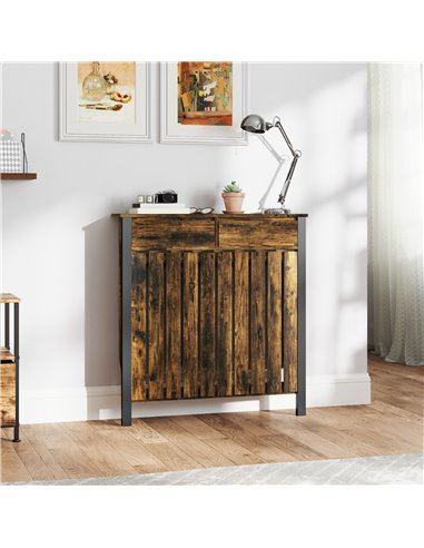 HOMCOM 93 x 88.5cm Rustic-Look Radiator Cover - Brown/Black 820-396V00BN