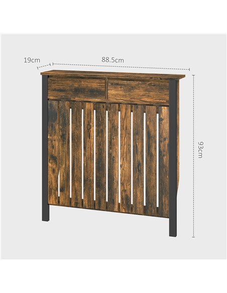 HOMCOM 93 x 88.5cm Rustic-Look Radiator Cover - Brown/Black 820-396V00BN - pic 108910 | FastDaddyshop