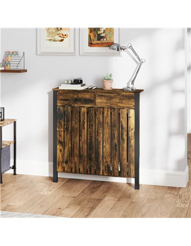 HOMCOM 93 x 88.5cm Rustic-Look Radiator Cover - Brown/Black 820-396V00BN