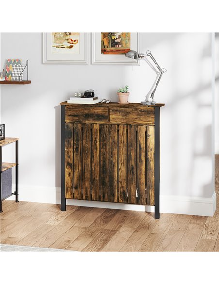 HOMCOM 93 x 88.5cm Rustic-Look Radiator Cover - Brown/Black 820-396V00BN - pic 108915 | FastDaddyshop