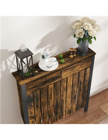 HOMCOM 93 x 88.5cm Rustic-Look Radiator Cover - Brown/Black 820-396V00BN