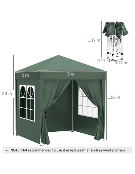 Outsunny Pop Up Gazebo Canopy, size (2 x 2m)-Green - pic 10893 | FastDaddyshop