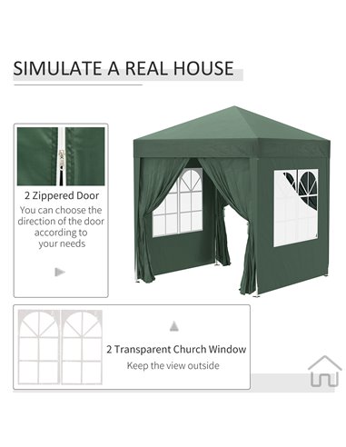 Outsunny Pop Up Gazebo Canopy, size (2 x 2m)-Green