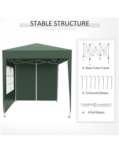 Outsunny Pop Up Gazebo Canopy, size (2 x 2m)-Green
