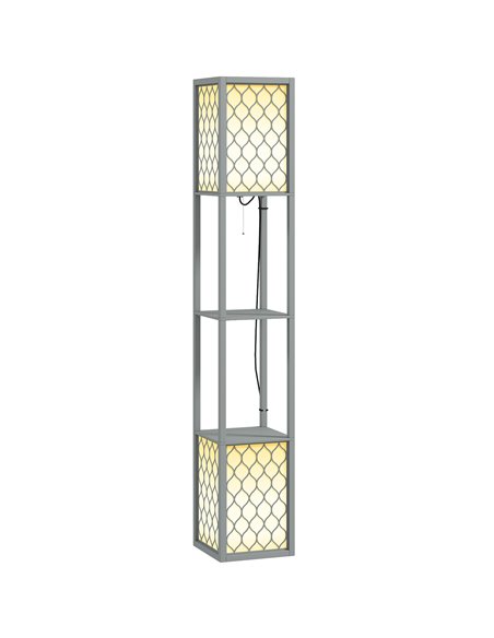 HOMCOM Floor Lamp with Shelves, Dual Light, Modern Tall Standing Lamps, with Pull Chain Switch (Bulb not Included), Light Grey B - pic 108980 | FastDaddyshop