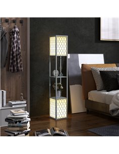 HOMCOM Floor Lamp with Shelves, Dual Light, Modern Tall Standing Lamps, with Pull Chain Switch (Bulb not Included), Light Grey B 2