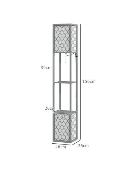 HOMCOM Floor Lamp with Shelves, Dual Light, Modern Tall Standing Lamps, with Pull Chain Switch (Bulb not Included), Light Grey B - pic 108982 | FastDaddyshop