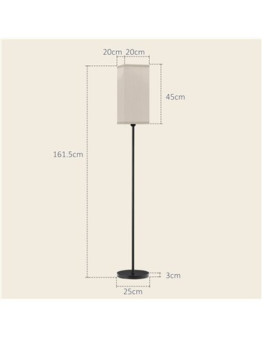 HOMCOM Floor Lamp, Modern Standing Lamp with Linen Shade, Tall Lamps for Living Room, Bedroom, with Foot Switch, Bulb not Includ