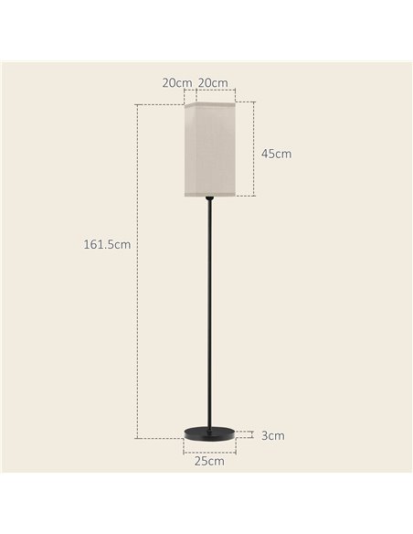 HOMCOM Floor Lamp, Modern Standing Lamp with Linen Shade, Tall Lamps for Living Room, Bedroom, with Foot Switch, Bulb not Includ - pic 108991 | FastDaddyshop
