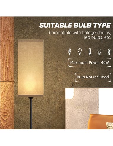 HOMCOM Floor Lamp, Modern Standing Lamp with Linen Shade, Tall Lamps for Living Room, Bedroom, with Foot Switch, Bulb not Includ