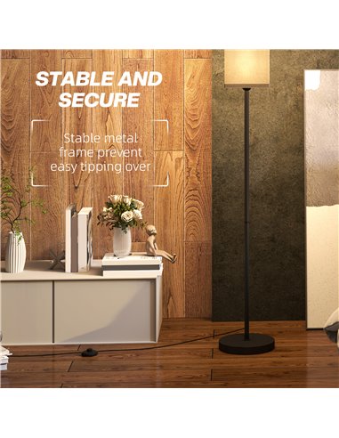 HOMCOM Floor Lamp, Modern Standing Lamp with Linen Shade, Tall Lamps for Living Room, Bedroom, with Foot Switch, Bulb not Includ