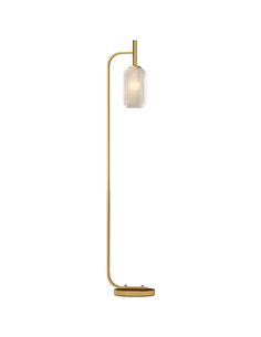 HOMCOM Floor Lamp for Living Room with Glass Lampshade, Modern Standing Lamp with Foot Switch for Bedroom, Bulb not Included, Go