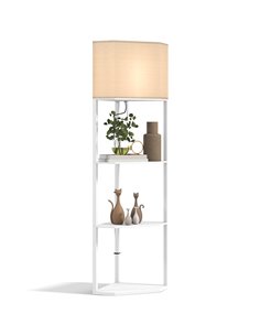 HOMCOM Three-Shelf Corner Floor Lamp - White B31-315V70WT
