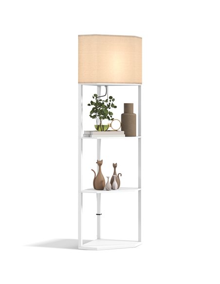 HOMCOM Three-Shelf Corner Floor Lamp - White B31-315V70WT - pic 109007 | FastDaddyshop