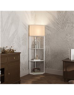 HOMCOM Three-Shelf Corner Floor Lamp - White B31-315V70WT 2