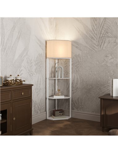 HOMCOM Three-Shelf Corner Floor Lamp - White B31-315V70WT