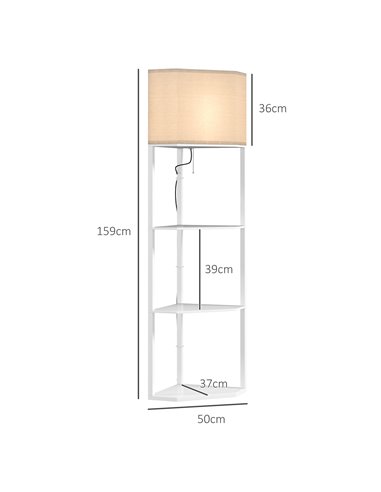 HOMCOM Three-Shelf Corner Floor Lamp - White B31-315V70WT