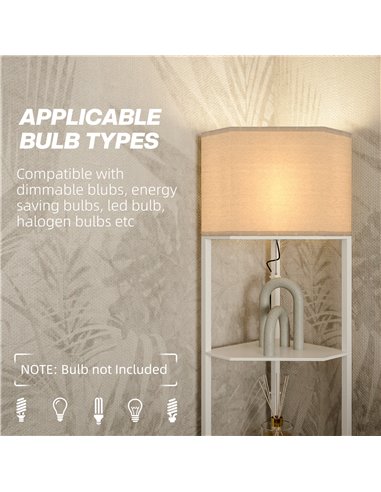 HOMCOM Three-Shelf Corner Floor Lamp - White B31-315V70WT