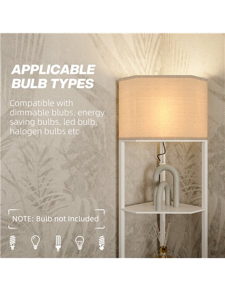 HOMCOM Three-Shelf Corner Floor Lamp - White B31-315V70WT - pic 109013 | FastDaddyshop