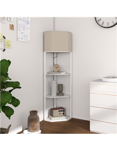 HOMCOM Three-Shelf Corner Floor Lamp - White B31-315V70WT